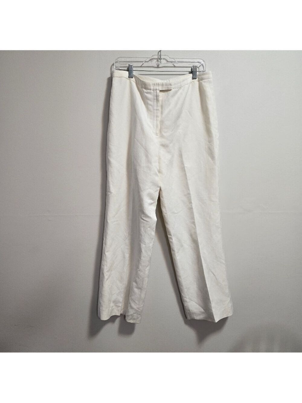 Elegant White Wide-Leg High Waisted Linen Blend Pants